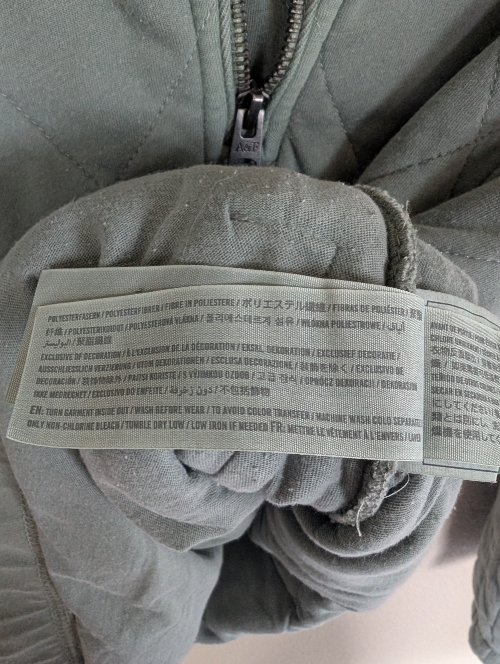 Abercrombie & Fitch Size Small Quilted Half-Zip Pullover in Dusty Sage - Picture 4 of 9